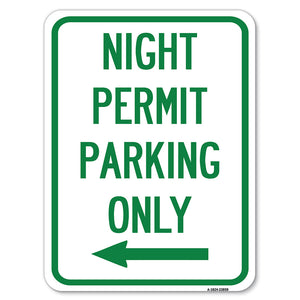 Night Permit Parking Only (With Left Arrow)