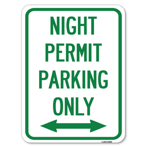 Night Permit Parking Only (With Bi-Directional Arrow)