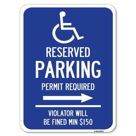 Modern Isa Symbol) Connecticut Reserved Parking Permit Required Violators Will Be Fined Min $150 (With Right Arrow)
