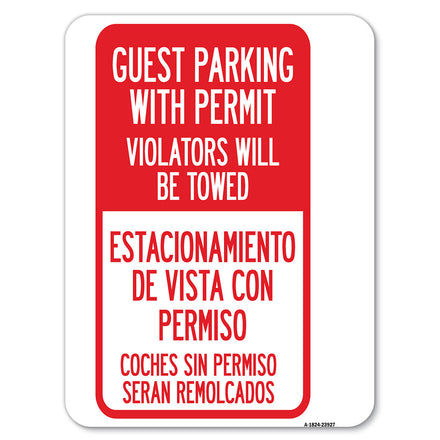 Guest Parking with Permit Violators Will Be Towed Estacionamento De Visita Con Permiso Coches Sin Permiso Seran Remolcadoa