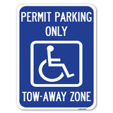 Georgia ADA Handicapped Parking Sign Accessible Permit Parking Only, Tow-Away Zone with Symbol
