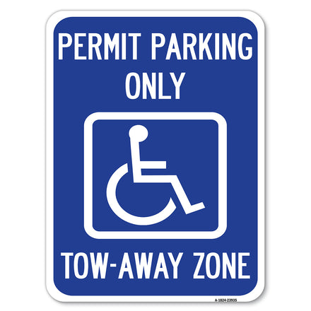 Georgia ADA Handicapped Parking Sign Accessible Permit Parking Only, Tow-Away Zone with Symbol