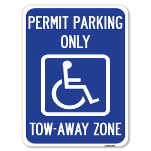 Georgia ADA Handicapped Parking Sign Accessible Permit Parking Only, Tow-Away Zone with Symbol