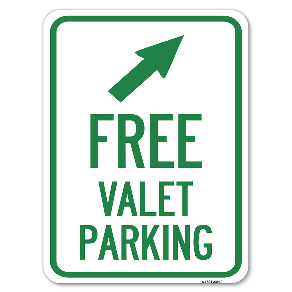 Free Valet Parking with Upper Right Arrow