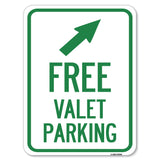 Free Valet Parking with Upper Right Arrow