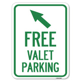 Free Valet Parking with Upper Left Arrow