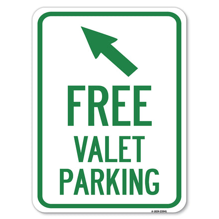 Free Valet Parking with Upper Left Arrow