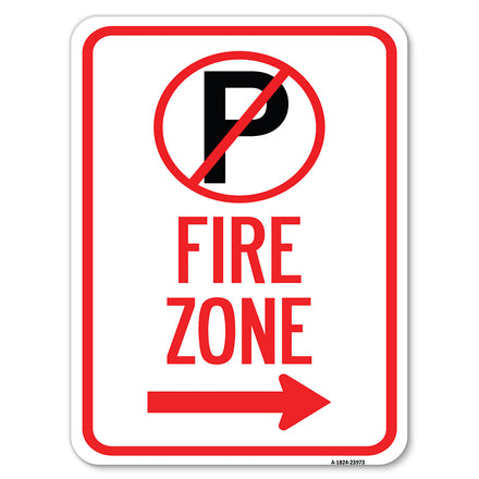 Fire Zone (No Parking Symbol and Right Arrow)