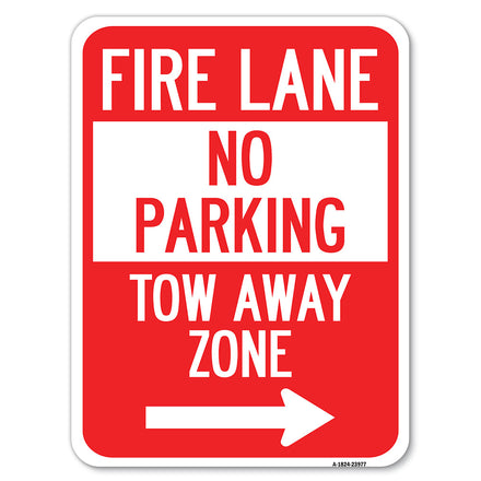 Fire Lane, Tow-Away Zone with Right Arrow