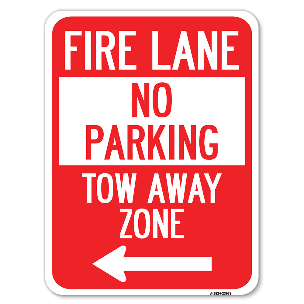 Fire Lane, Tow-Away Zone with Left Arrow
