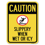 Caution - Slippery When Wet or Icy (With Graphic)