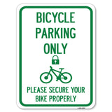 Bicycle Parking Only, Please Secure Your Bike Properly (With Cycle and Lock Symbol)