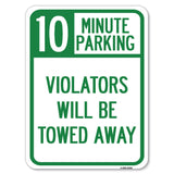 10 Minute Parking, Violators Will Be Towed Away