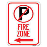 (No Parking Symbol and Left Arrow)