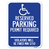 (Modern Isa Symbol) Connecticut Reserved Parking Permit Required Violators Will Be Fined Min $150