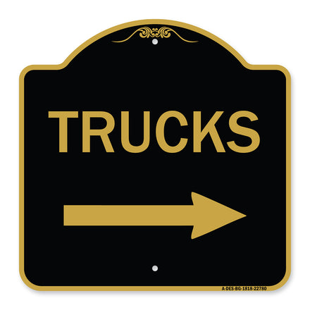 Trucks Sign Trucks (With Right Arrow)