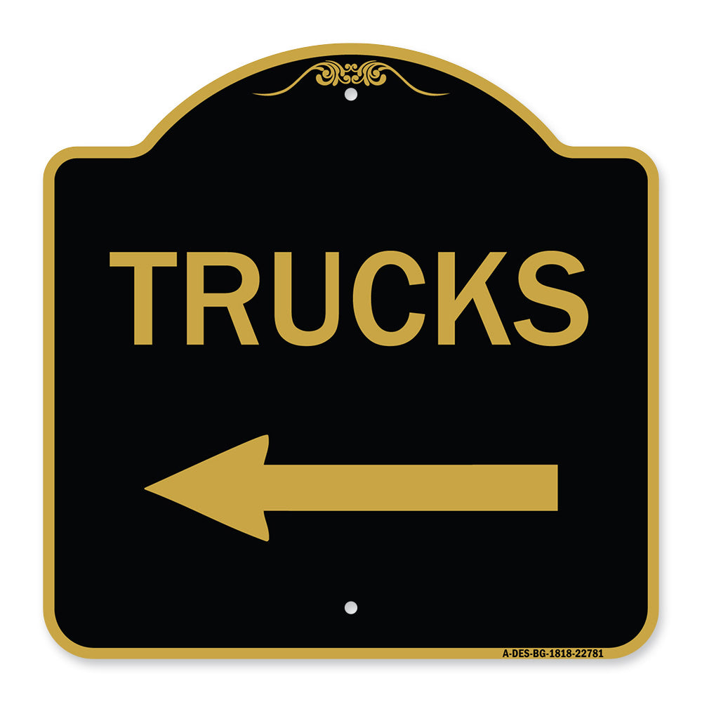 Trucks Sign Trucks (With Left Arrow)