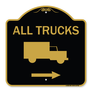 Trucks Sign All Trucks (With Truck Symbol & Right Arrow)