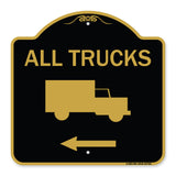 Trucks Sign All Trucks (With Truck Symbol & Left Arrow)