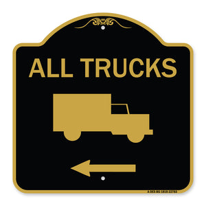 Trucks Sign All Trucks (With Truck Symbol & Left Arrow)