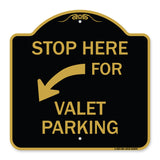 Stop Here for Valet Parking (Left Arrow)