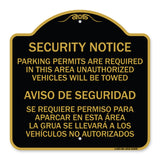 Parking Permits Are Required in This Area Unauthorized Vehicles Will Be Towed Aviso De Seguridad - Se Requiere Permiso Para Aparcar