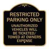 Restricted Parking Only Unauthorized Vehicles Will Be Ticketed Towed at Owners Expense
