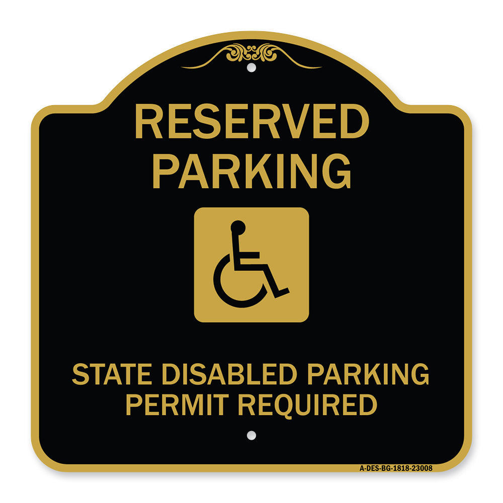 Reserved Parking State Disabled Parking Permit Required (Handicapped Symbol)