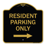 Reserved Parking Sign Resident Parking Only (With Right Arrow)