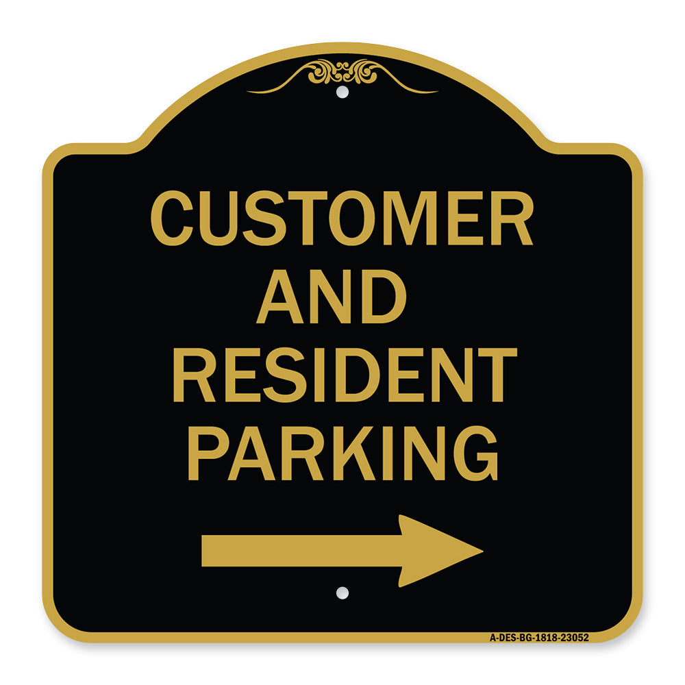 Reserved Parking Sign Customer and Visitor Parking (With Right Arrow)