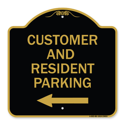 Reserved Parking Sign Customer and Visitor Parking (With Left Arrow)