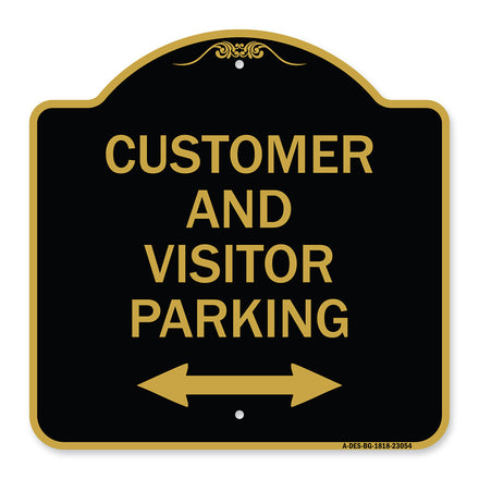 Reserved Parking Sign Customer and Visitor Parking (Bidirectional Arrow)