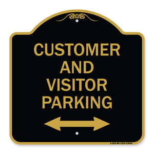 Reserved Parking Sign Customer and Visitor Parking (Bidirectional Arrow)