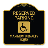 Reserved Parking Maximum Penalty $250 (With Handicapped Symbol