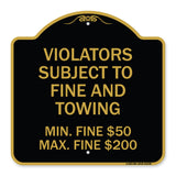 R7-8f Violators Subject to Fine and Towing Min. Fine $50 Max Fine $200