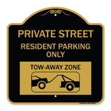 Private Street Sign Private Street Resident Parking Only Tow Away Zone (With Towing Graphic)