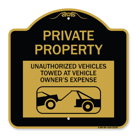 Private Property Unauthorized Vehicles Towed at Owner Expense with Graphic