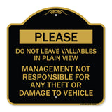 Please Do Not Leave Valuables in Plain View Management Not Responsible for ANY Theft or Damage to Vehicle