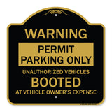 Permit Parking Only Unauthorized Vehicles Booted at Vehicle Owner's Expense