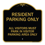 Parking Sign Resident Parking Only All Visitors Must Park in Visitor Parking Area Only