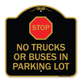 Parking Lot Rules Sign Stop - No Trucks or Buses in Parking Lot (With Stop Symbol)