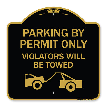 Parking by Permit Only Violators Will Be Towed (Towing Symbol)