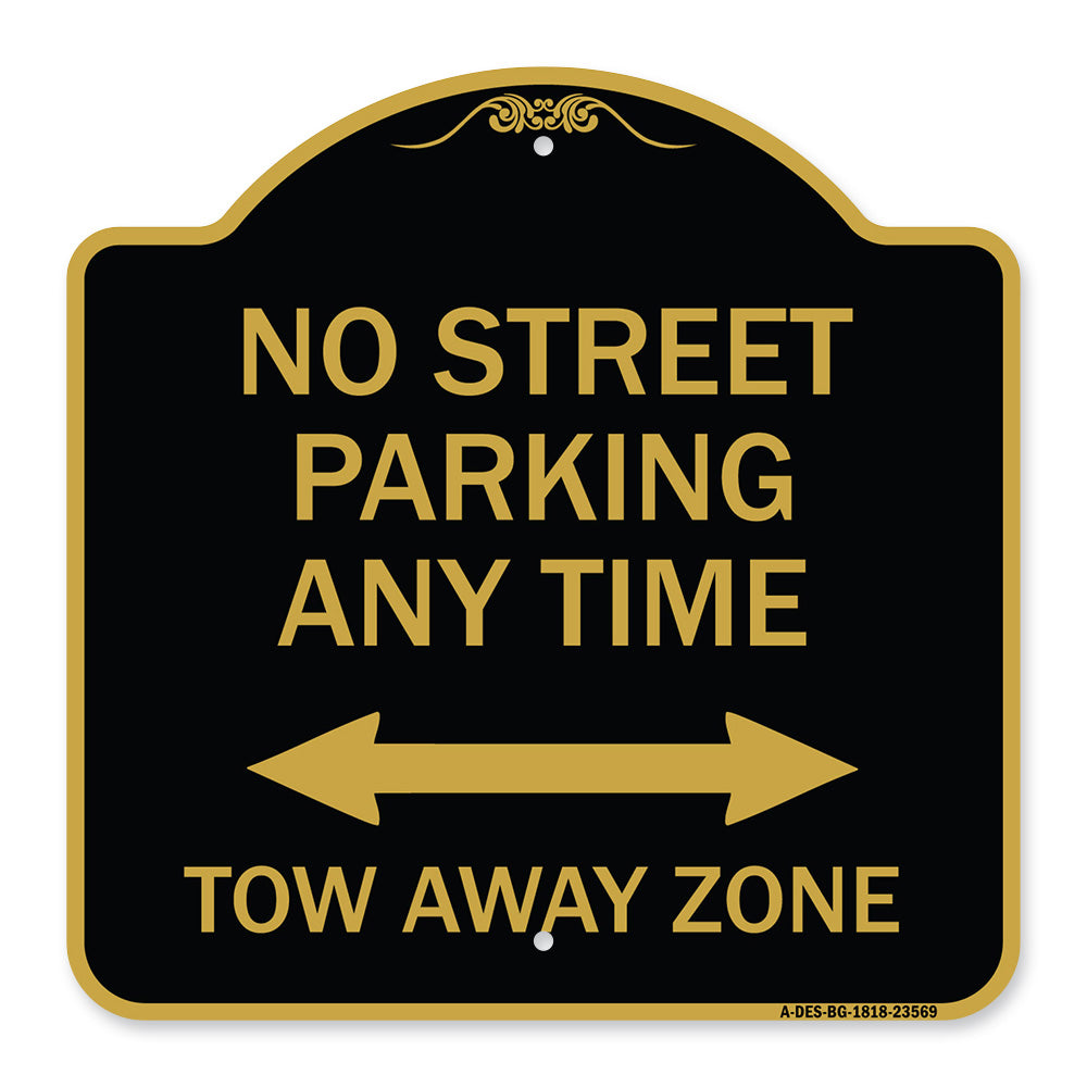 No Street Parking Anytime Tow Away Zone (With Bidirectional Arrow)