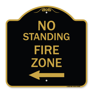 No Standing Fire Zone with Left Arrow