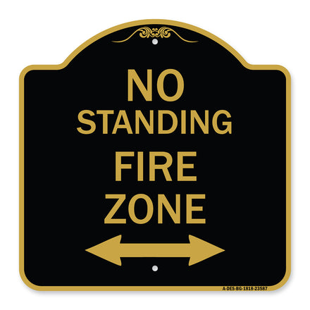 No Standing Fire Zone with Bidirectional Arrow