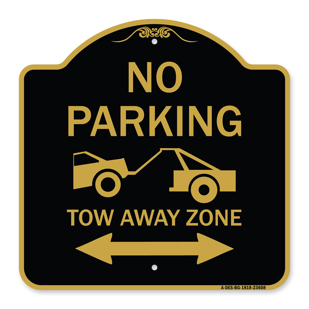 No Parking Tow-Away Zone with Bidirectional Arrow