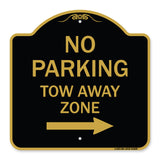 No Parking Tow Away Zone with Right Arrow