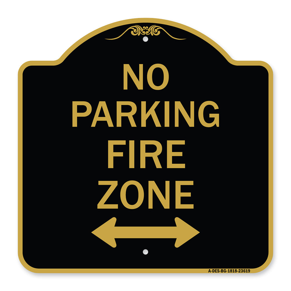 No Parking Fire Zone with Bidirectional Arrow
