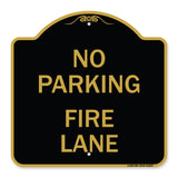 No Parking Fire Lane with Striped Border