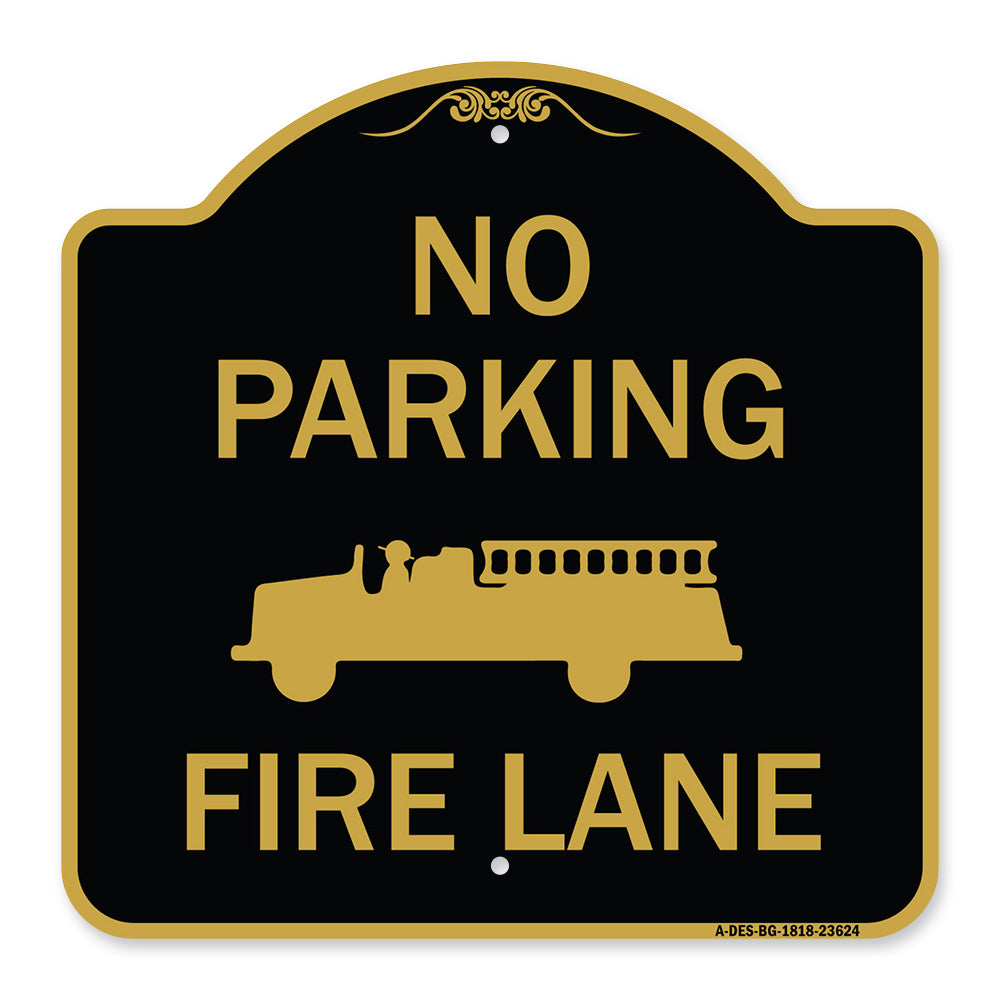 No Parking Fire Lane with Graphic